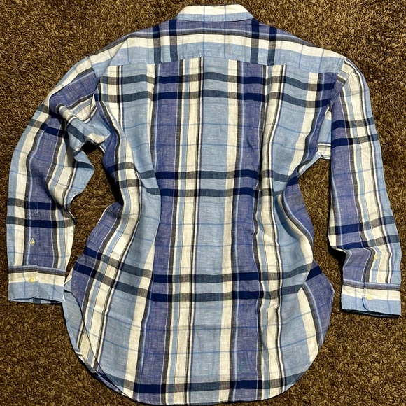 Ralph Lauren Blue Plaid Shirt with Floral Accents - Picture 3 of 6